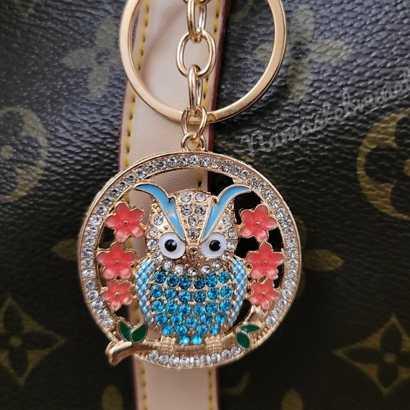 2/$20 Boho Owl Crystal Rhinestone Keychain Bag Charm - Picture 1 of 11